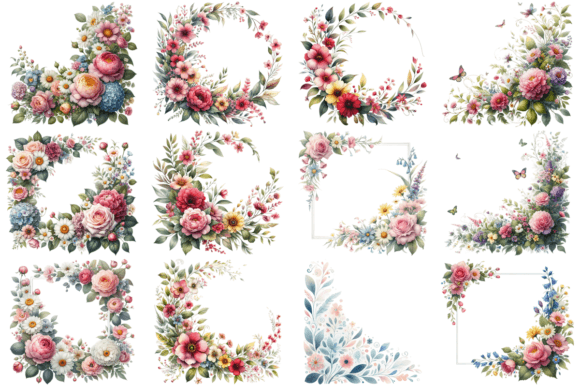 Download 12 Floral Watercolor Frame Bundle - Bundle Collection