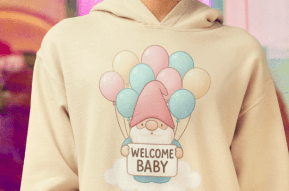 Download Welcome Baby Gnome with Pastel Balloons - Premium Resources