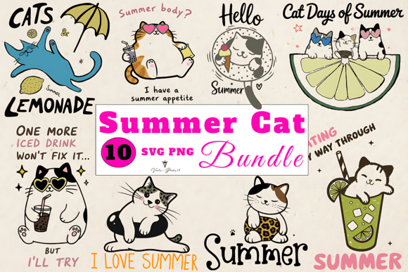 Download Summer Cat SVG PNG Bundle - Bundle Collection