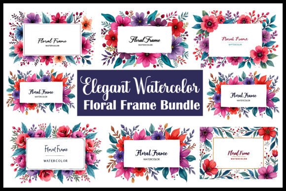 Download Elegant Watercolor Floral Frame Bundle - Bundle Collection