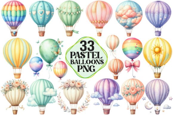 Download Hot Air Balloon Png, Pastel Balloons Png - Premium Resources