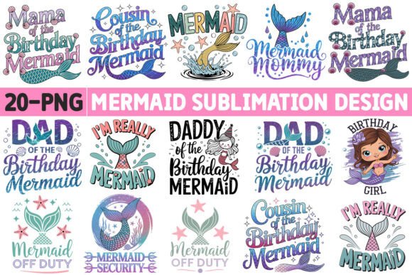 Download Mermaid-Sublimation PNG Design Bundle - Bundle Collection