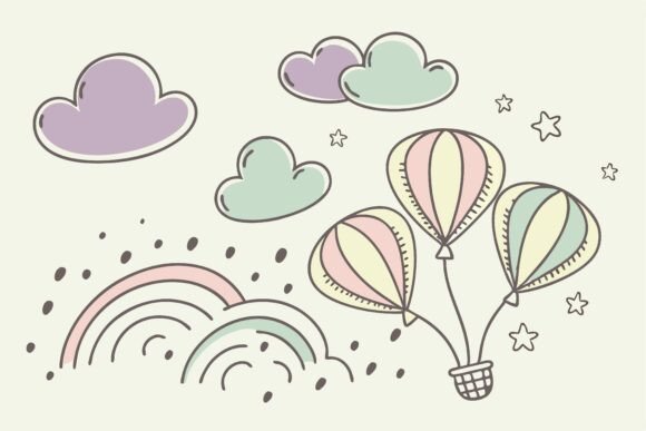 Download Whimsical Pastel Balloons and Rainbow - Premium Bundle