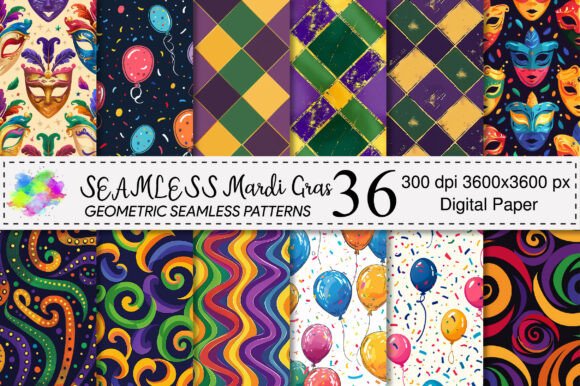 Download Mardi Gras Seamless Pattern Bundle - Bundle Collection