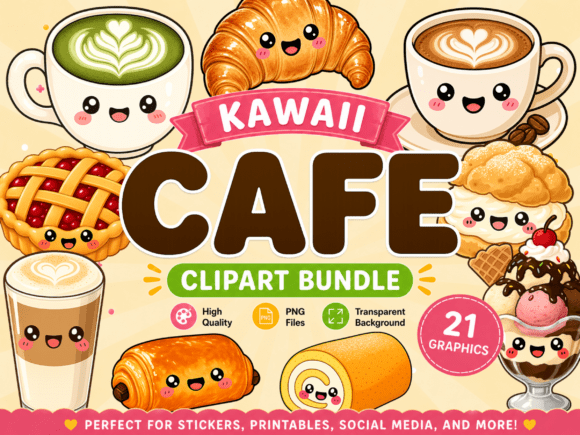 Download Cafe Kawaii Clipart PNG Coffee Bundle - Bundle Collection