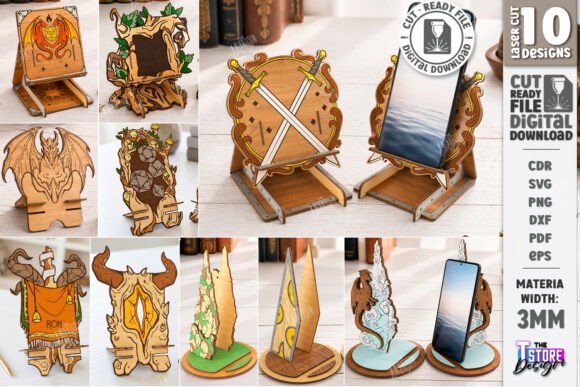 Download Dragon Phone Stand Laser Cut Bundle |CNC - Bundle Collection