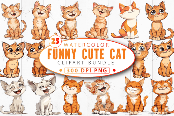 Download Funny Cute Cat Clipart Bundle - Bundle Collection