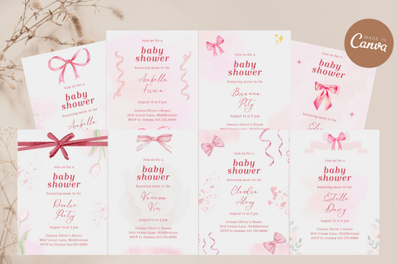 Download Coquette Baby Shower Invitation Bundles - Bundle Collection