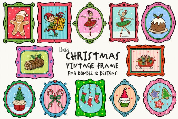Download Christmas Cute Vintage Frame PNG Bundle - Bundle Collection