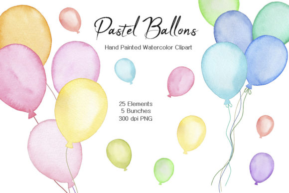 Download Watercolor Pastel Balloons Clipart - Pastel balloons Collection