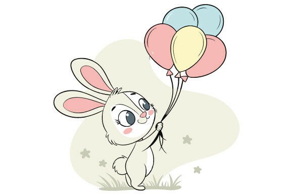 Download Cute Bunny with Pastel Balloons - Premium Bundle