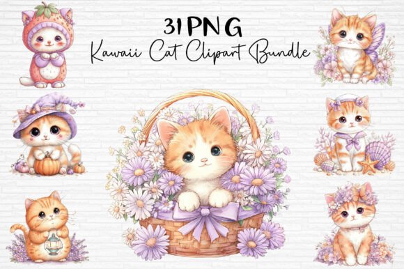 Download Kawaii Cat Clipart Bundle PNG - Bundle Collection