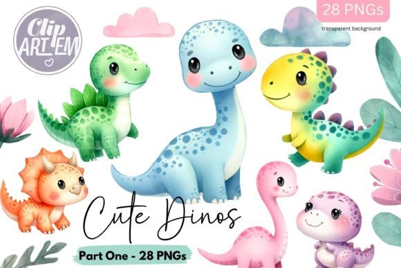 Download Dinosaurs 28 Bundle Clip Art Baby Dinos - Bundle Collection