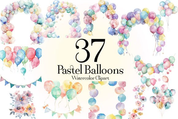 Download Watercolor Pastel Balloons Clipart - Pastel balloons Collection