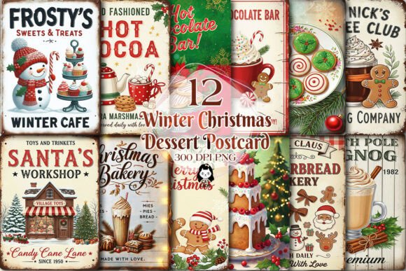Download Winter Christmas Dessert Postcard Bundle - Bundle Collection