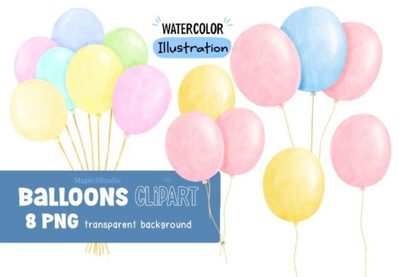 Download Pastel Balloons Watercolor Clipart - Pastel balloons Collection