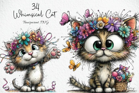 Download Whimsical Cat Clipart Bundle - Bundle Collection