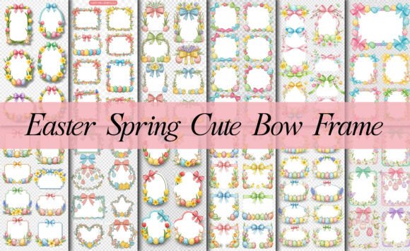 Download Easter Spring Cute Bow Frame Bundle Png - Bundle Collection