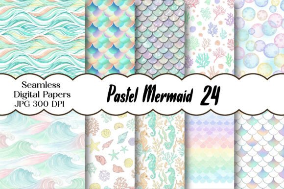 Download Pastel Mermaid Digital Paper Bundle - Bundle Collection